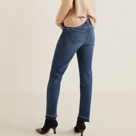 Mango High Waist Straight Leg Distressed Jeans 24 - Picture 3 of 14